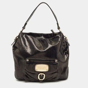 Michael Kors Snake Skin Embossed Black Shoulder Bag